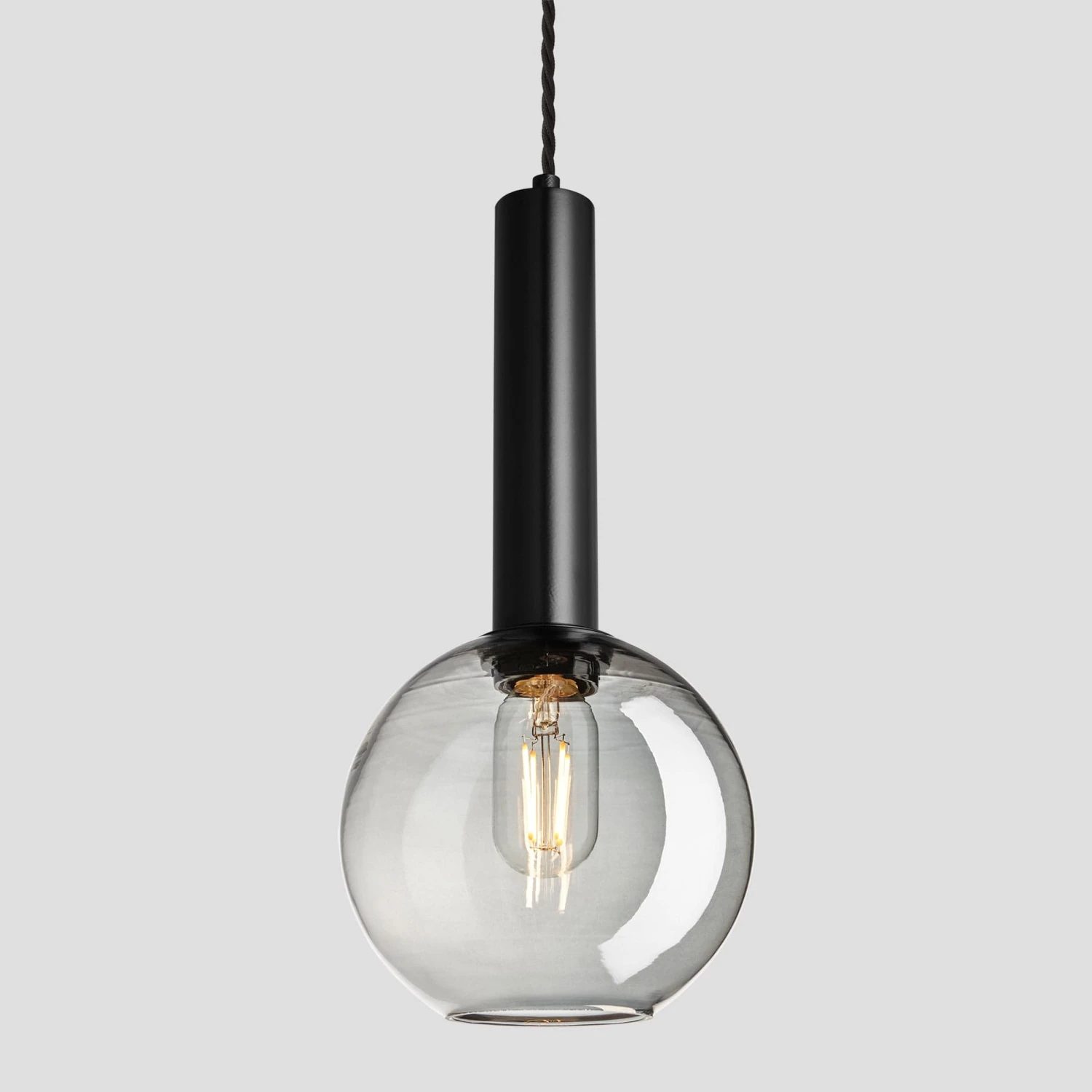 Sleek Cylinder Tinted Glass Globe Pendant Light - 7 Inch - Smoke Grey 3 Sleek Cylinder Tinted Glass Globe Pendant Light - 7 Inch - Smoke Grey - Image 3