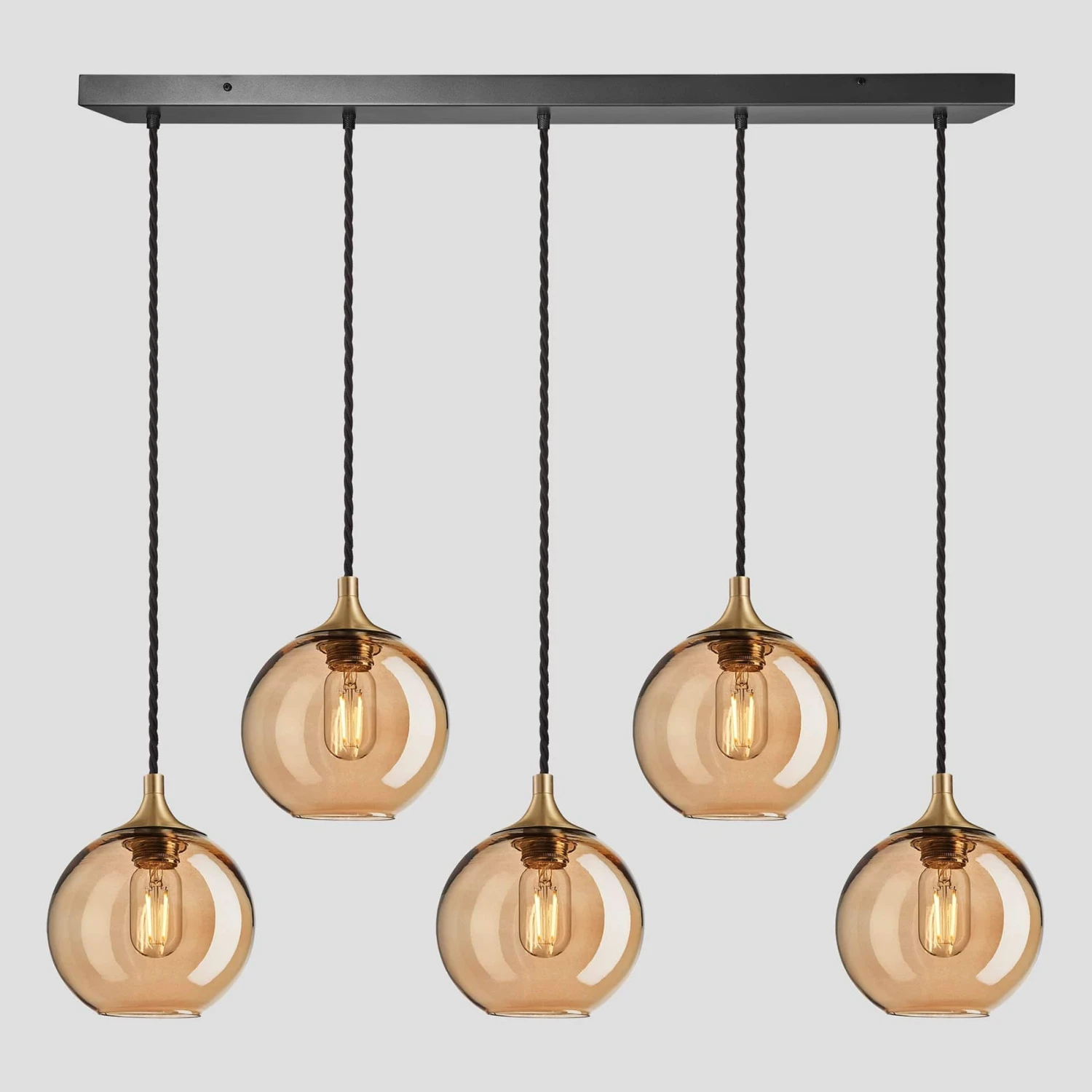 Chelsea Tinted Glass Globe 5 Wire Cluster Lights - 7 Inch - Amber 2 Chelsea Tinted Glass Globe 5 Wire Cluster Lights - 7 Inch - Amber - Image 2