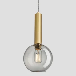 Sleek Cylinder Tinted Glass Globe Pendant Light - 7 Inch - Smoke Grey