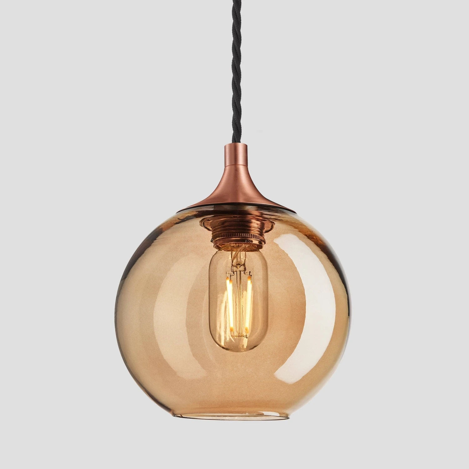 Chelsea Tinted Glass Globe Pendant Light - 7 Inch - Amber 3 Chelsea Tinted Glass Globe Pendant Light - 7 Inch - Amber - Image 3