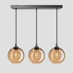Chelsea Tinted Glass Globe 3 Wire Cluster Lights - 7 Inch - Amber