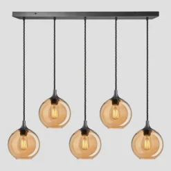 Chelsea Tinted Glass Globe 5 Wire Cluster Lights - 7 Inch - Amber