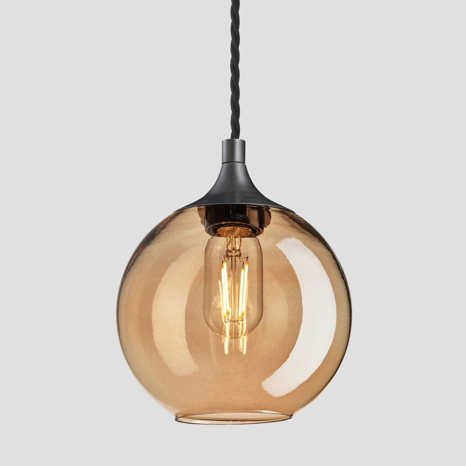 Chelsea Tinted Glass Globe Pendant Light - 7 Inch - Amber 2 Chelsea Tinted Glass Globe Pendant Light - 7 Inch - Amber - Image 2