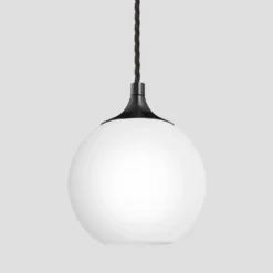 Chelsea Opal Glass Globe Pendant Light - 7 Inch - White 12 Chelsea Opal Glass Globe Pendant Light - 7 Inch - White -Industville Shop 7 Inch Pendant OpalGlass Industville Lighting Globe BlackHolder Chlesea CH OGL GLP7 W BKH