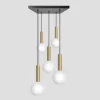 Sleek Cylinder Opal Glass Globe 5 Wire Square Cluster Lights - 7 Inch - White