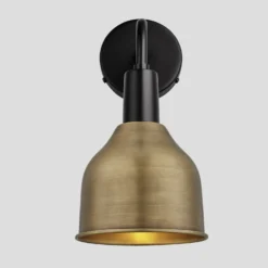 Sleek Cone Wall Light - 7 Inch - Brass -Industville Shop 7 Inch WallLight Brass Industville Lighting Cone BlackHolder Sleek SL CWL7 B BKH Lit