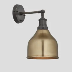 Brooklyn Cone Wall Light - 7 Inch - Brass -Industville Shop 7 Inch WallLight Brass Industville Lighting Cone PewterHolder Brooklyn BR CWL7 B PH