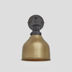 Brooklyn Cone Wall Light - 7 Inch - Brass -Industville Shop 7 Inch WallLight Brass Industville Lighting Cone PewterHolder Brooklyn BR CWL7 B PH Lit