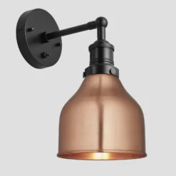Brooklyn Cone Wall Light - 7 Inch - Copper -Industville Shop 7 Inch WallLight Copper Industville Lighting Cone BlackHolder Brooklyn BR CWL7 C BKH Angled w
