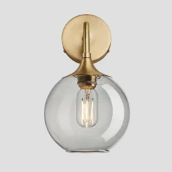 Chelsea Tinted Glass Globe Wall Light - 7 Inch - Smoke Grey -Industville Shop 7 Inch WallLight Glass Industville Lighting Globe BrassHolder Chelsea CH TGL GLWL7 SG BH