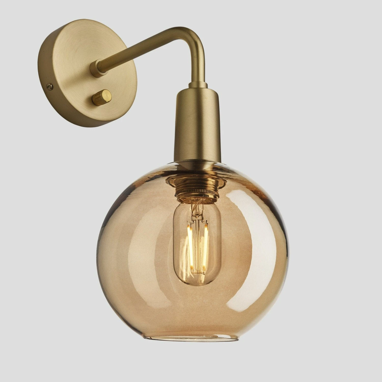 Sleek Tinted Glass Globe Wall Light - 7 Inch - Amber 4 Sleek Tinted Glass Globe Wall Light - 7 Inch - Amber - Image 4