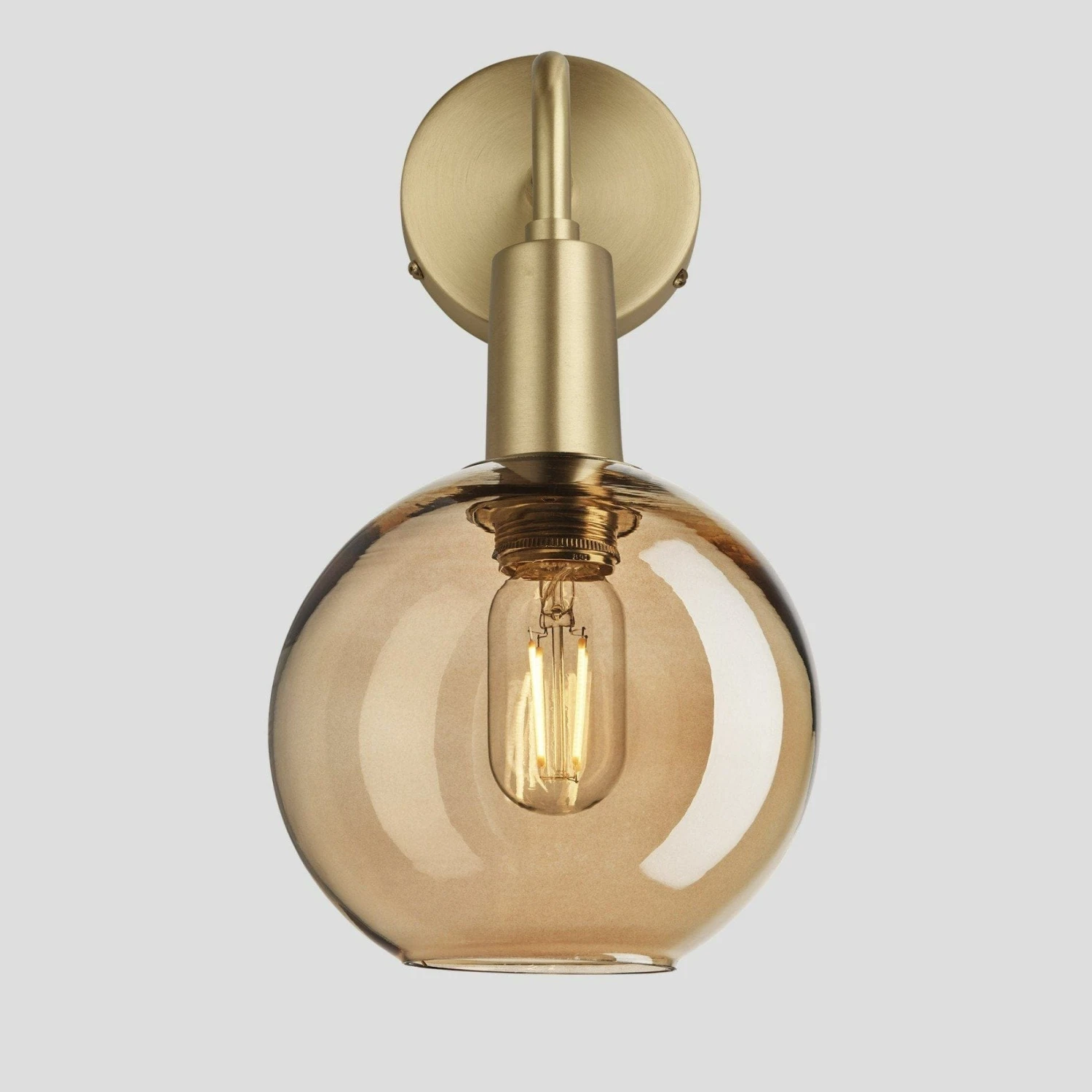 Sleek Tinted Glass Globe Wall Light - 7 Inch - Amber 3 Sleek Tinted Glass Globe Wall Light - 7 Inch - Amber - Image 3
