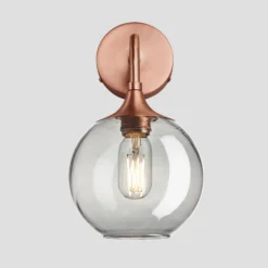 Chelsea Tinted Glass Globe Wall Light - 7 Inch - Smoke Grey