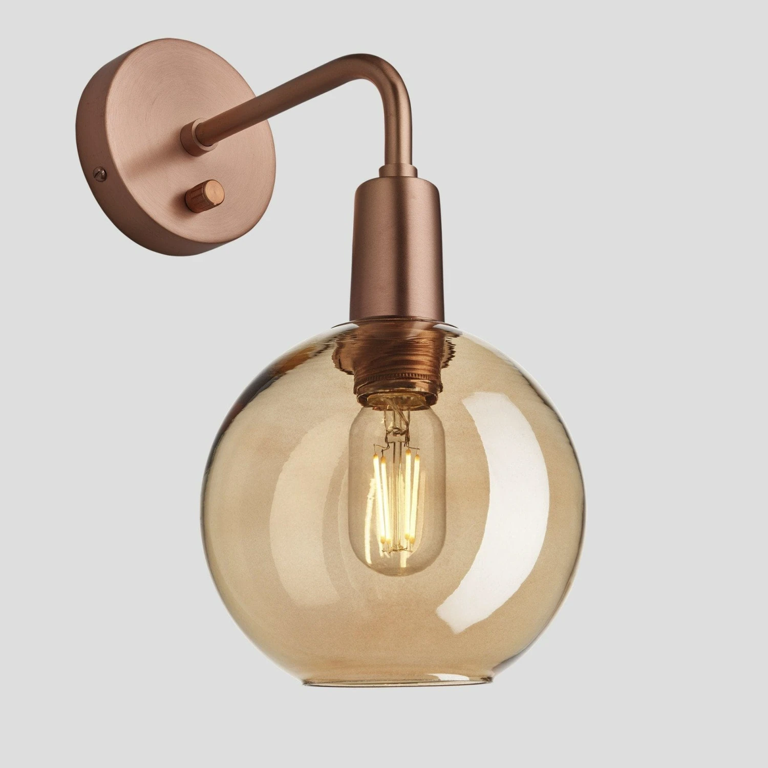 Sleek Tinted Glass Globe Wall Light - 7 Inch - Amber 6 Sleek Tinted Glass Globe Wall Light - 7 Inch - Amber - Image 6