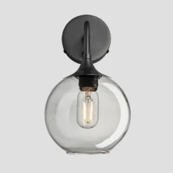Chelsea Tinted Glass Globe Wall Light - 7 Inch - Smoke Grey -Industville Shop 7 Inch WallLight Glass Industville Lighting Globe PewterHolder Chelsea CH TGL GLWL7 SG PH