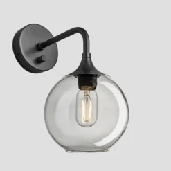 Chelsea Tinted Glass Globe Wall Light - 7 Inch - Smoke Grey -Industville Shop 7 Inch WallLight Glass Industville Lighting Globe PewterHolder Chelsea CH TGL GLWL7 SG PH Angled