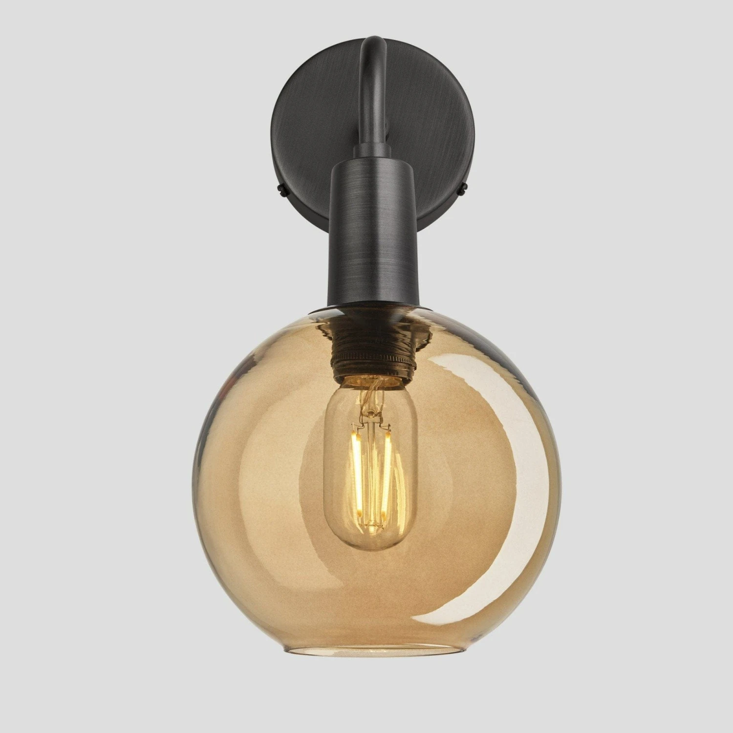 Sleek Tinted Glass Globe Wall Light - 7 Inch - Amber 1 Sleek Tinted Glass Globe Wall Light - 7 Inch - Amber