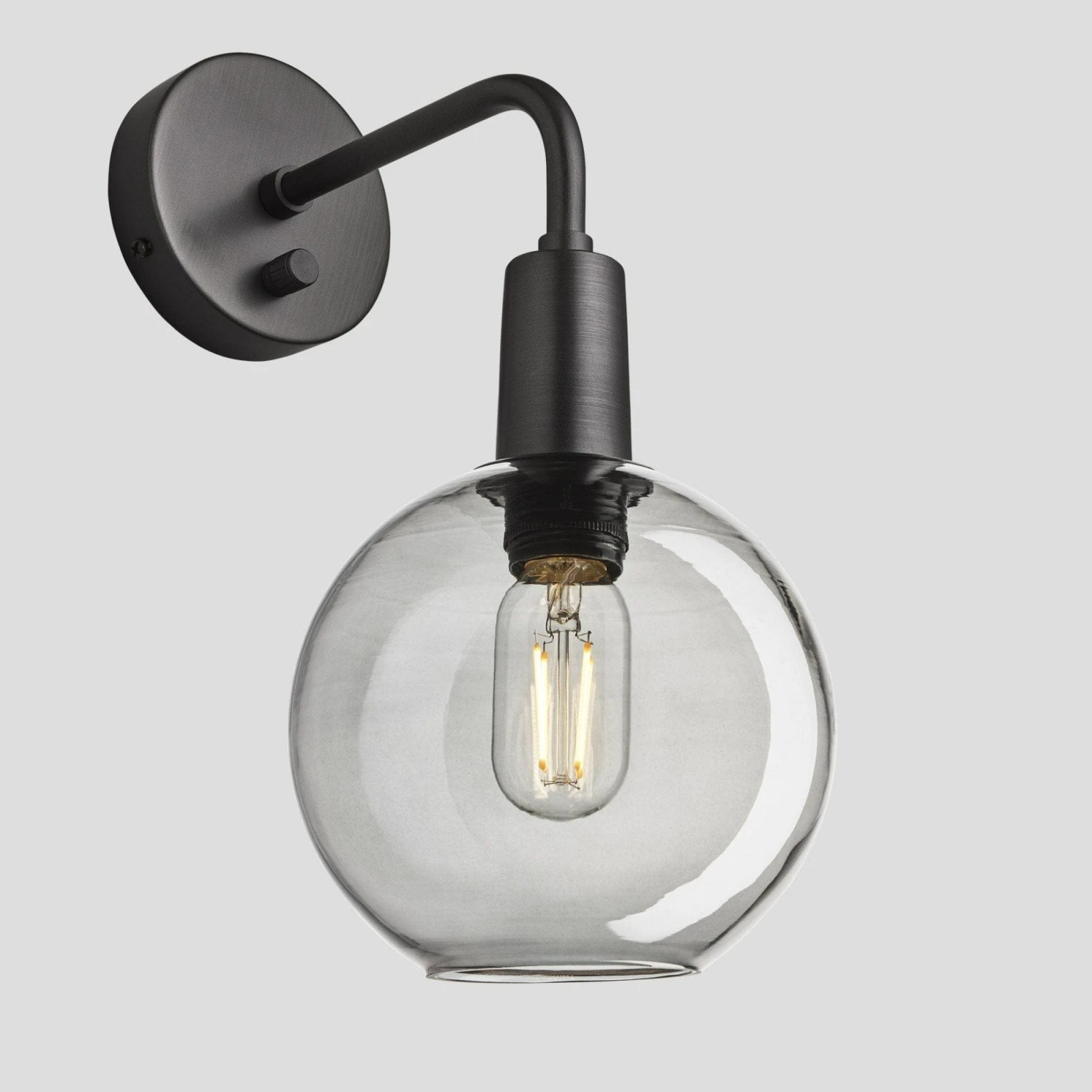 Sleek Tinted Glass Globe Wall Light - 7 Inch - Smoke Grey - Image 8