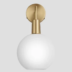 Sleek Opal Glass Globe Wall Light - 7 Inch 15 Sleek Opal Glass Globe Wall Light - 7 Inch -Industville Shop 7 Inch WallLight OpalGlass Industville Lighting Globe BrassHolder Sleek SL OGL GLWL7 W BH