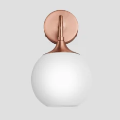 Chelsea Opal Glass Globe Wall Light - 7 Inch - White -Industville Shop 7 Inch WallLight OpalGlass Industville Lighting Globe CopperHolder Chlesea CH OGL GLWL7 W CH