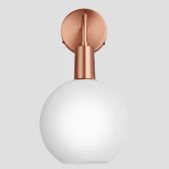 Sleek Opal Glass Globe Wall Light - 7 Inch 19 Sleek Opal Glass Globe Wall Light - 7 Inch -Industville Shop 7 Inch WallLight OpalGlass Industville Lighting Globe CopperHolder Sleek SL OGL GLWL7 W CH