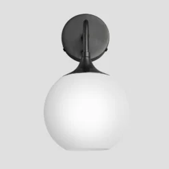 Chelsea Opal Glass Globe Wall Light - 7 Inch - White -Industville Shop 7 Inch WallLight OpalGlass Industville Lighting Globe PewterHolder Chlesea CH OGL GLWL7 W PH