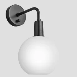Sleek Opal Glass Globe Wall Light - 7 Inch 18 Sleek Opal Glass Globe Wall Light - 7 Inch -Industville Shop 7 Inch WallLight OpalGlass Industville Lighting Globe PewterHolder Sleek SL OGL GLWL7 W PH ANGLED