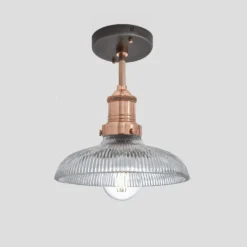 Brooklyn Glass Dome Flush Mount - 8 Inch -Industville Shop 8 Inch FlushMount Glass Industville Lighting Dome CopperHolder Brooklyn BR GLDFM8 CH