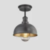 Brooklyn Outdoor & Bathroom Dome Flush Mount - 8 Inch - Pewter & Brass