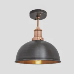 Brooklyn Dome Flush Mount - 8 Inch - Pewter & Copper