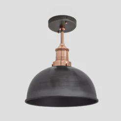 Brooklyn Dome Flush Mount - 8 Inch - Pewter