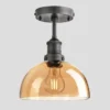 Brooklyn Tinted Glass Dome Flush Mount - 8 Inch - Amber
