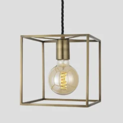 Sleek Cube Pendant Light - 8 Inch - Brass
