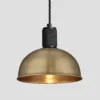 Knurled Dome Pendant Light - 8 Inch - Brass
