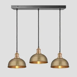 Brooklyn Dome 3 Wire Cluster Lights - 8 Inch - Brass 12 Brooklyn Dome 3 Wire Cluster Lights - 8 Inch - Brass -Industville Shop 8 Inch Pendant Brass Industville Lighting Dome BrassHolder Brooklyn BR D8 3WCL B BH