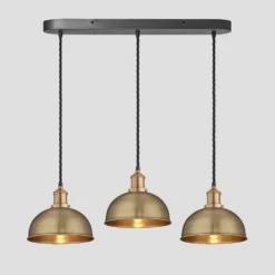 Brooklyn Dome 3 Wire Cluster Lights - 8 Inch - Brass 13 Brooklyn Dome 3 Wire Cluster Lights - 8 Inch - Brass -Industville Shop 8 Inch Pendant Brass Industville Lighting Dome BrassHolder Brooklyn BR D8 3WOCL B BH