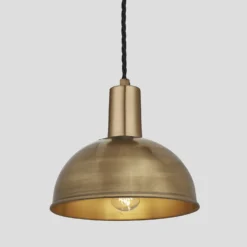 Sleek Dome Pendant - 8 Inch - Brass