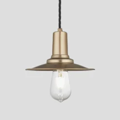Sleek Flat Pendant - 8 Inch - Brass -Industville Shop 8 Inch Pendant Brass Industville Lighting Flat BrassHolder Sleek SL FP8 B BH