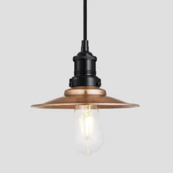 Brooklyn Flat Pendant - 8 Inch - Copper 8 Brooklyn Flat Pendant - 8 Inch - Copper -Industville Shop 8 Inch Pendant Copper Industville Lighting Flat BlackHolder Brooklyn BR FP8 C BKH w