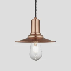 Sleek Flat Pendant - 8 Inch - Copper -Industville Shop 8 Inch Pendant Copper Industville Lighting Flat CopperHolder Sleek SL FP8 C CH