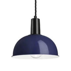 Sleek Dome Pendant - 8 Inch - Dark Blue -Industville Shop 8 Inch Pendant DarkBlue Industville Lighting Dome BlackHolder Sleek SL DP8 DB BKH