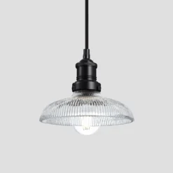 Brooklyn Glass Dome Pendant - 8 Inch -Industville Shop 8 Inch Pendant Glass Industville Lighting Dome BlackHolder Brooklyn BR GLDP8 BKH w