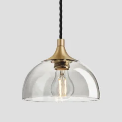 Chelsea Tinted Glass Dome Pendant Light - 8 Inch - Smoke Grey