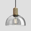 Knurled Tinted Glass Dome Pendant Light - 8 Inch - Smoke Grey