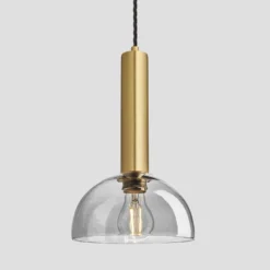 Sleek Cylinder Tinted Glass Dome Pendant Light - 8 Inch - Smoke Grey