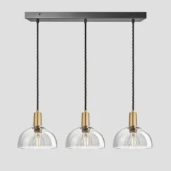 Sleek Tinted Glass Dome 3 Wire Cluster Lights - 8 Inch - Smoke Grey