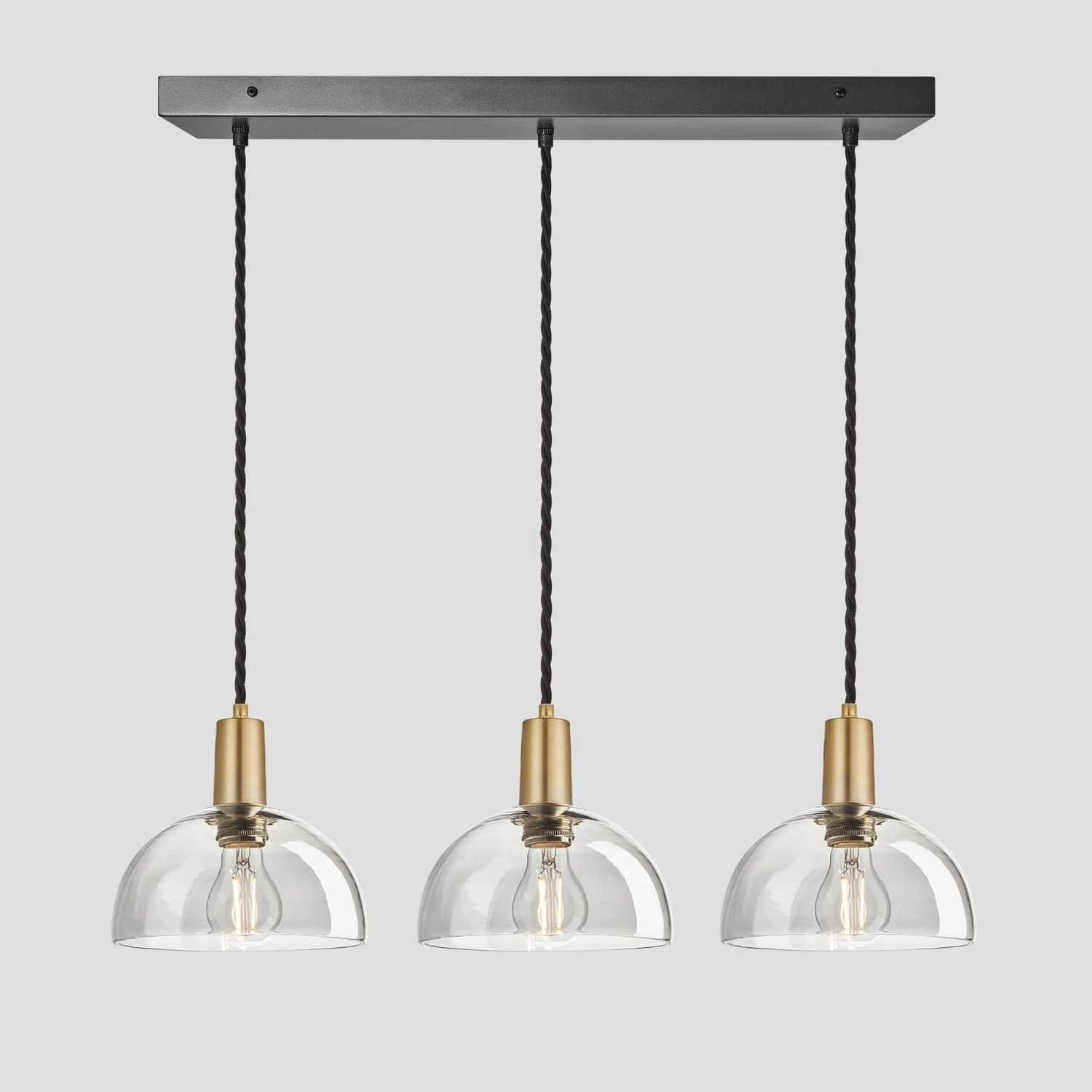 Sleek Tinted Glass Dome 3 Wire Cluster Lights - 8 Inch - Smoke Grey 1 Sleek Tinted Glass Dome 3 Wire Cluster Lights - 8 Inch - Smoke Grey