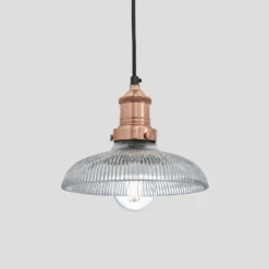 Brooklyn Glass Dome Pendant - 8 Inch -Industville Shop 8 Inch Pendant Glass Industville Lighting Dome CopperHolder Brooklyn BR GLDP8 CH