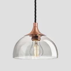 Chelsea Tinted Glass Dome Pendant Light - 8 Inch - Smoke Grey -Industville Shop 8 Inch Pendant Glass Industville Lighting Dome CopperHolder Chelsea CH TGL DP8 SG CH