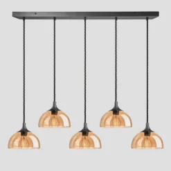 Chelsea Tinted Glass Dome 5 Wire Cluster Lights - 8 Inch - Amber